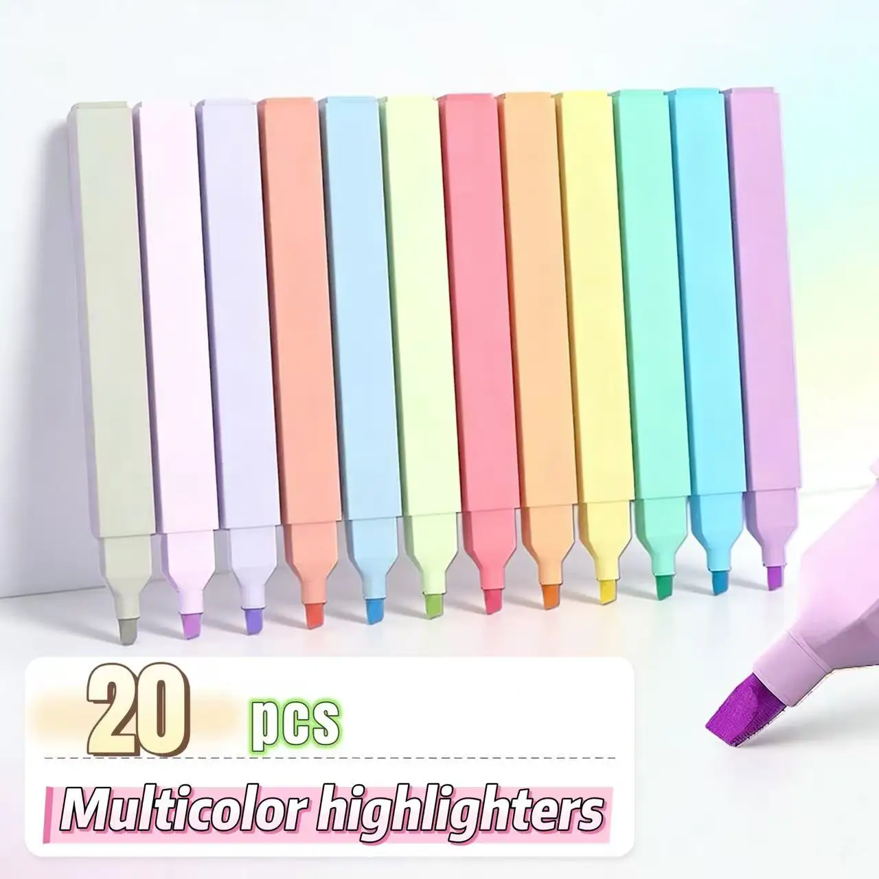 Aesthetic Highlighters Set 20 Colors, Chisel Tip No Bleed Assorted Color Markers for Students Journal Diary Planner