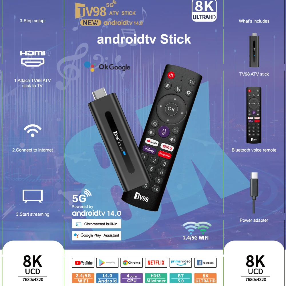 TV98 ATV TV Stick Allwinner H3 - 4K Media Player ulasan dan harga
