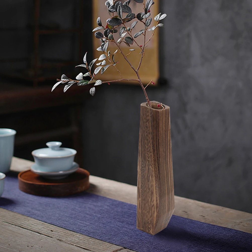 

Wooden Vase Tall Burnt Paulownia Modern Decor Dried Flower Vintage Display Small Size Living Room Bedroom Practical Atmosphere