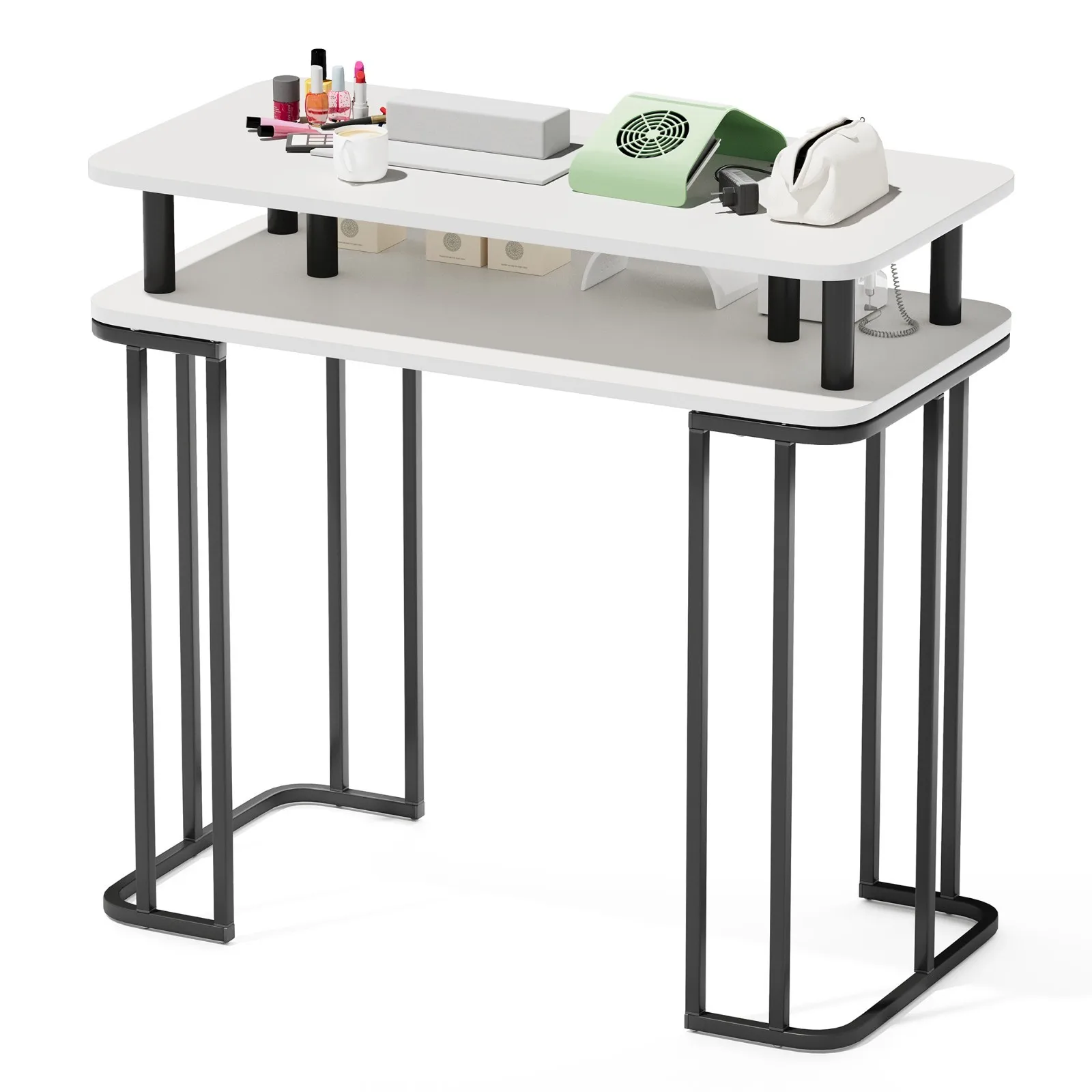 

Manicure Table Nail Desk w/Dust Collector Professional Acetone Resistant Desk