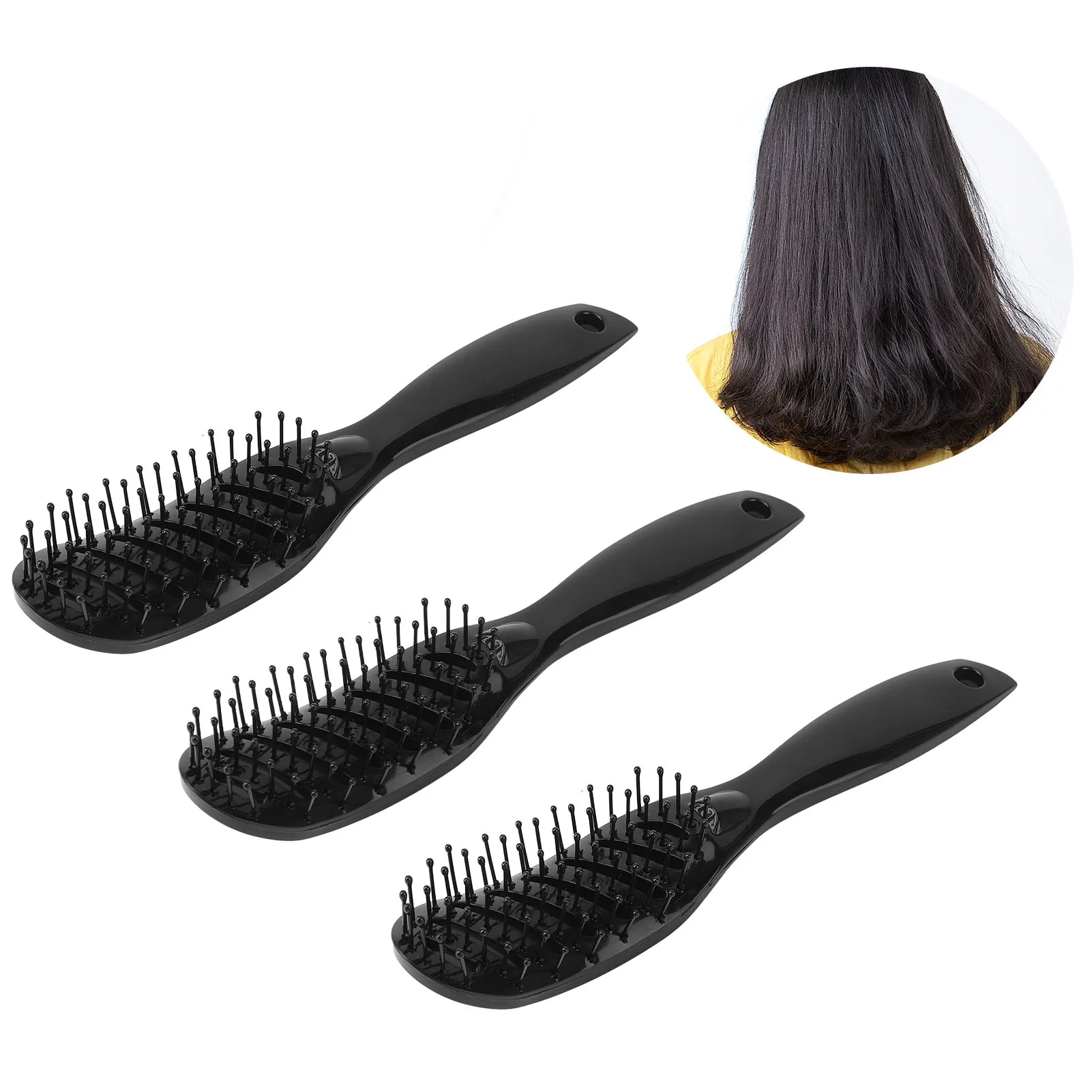 

3pcs Man Detangling Shaping Hair Brush 9 Rows Curved Removable Hairbrush Comb Hair Styling Tool For Blow Drying