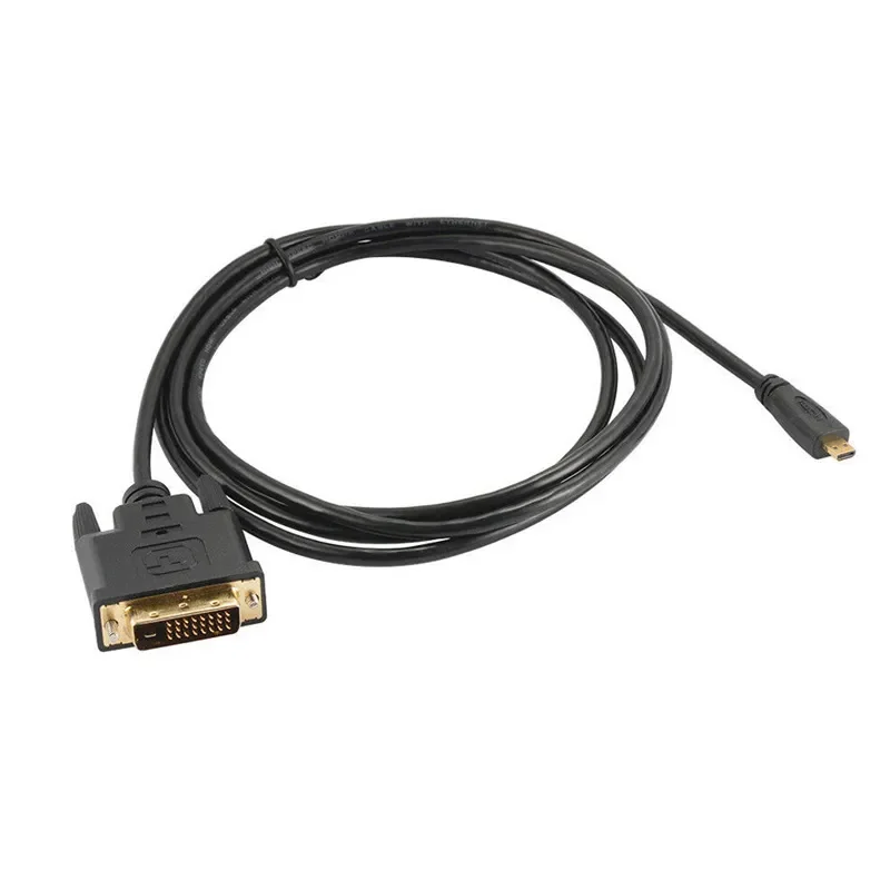 1M/1.8M Micro HDTV HDMI MicroHDMI HD To DVI DVI-D 24+1Pin Adapter Cables 3D 1080p For LCD DVD HDTV XBOX PS3 Monitor TV