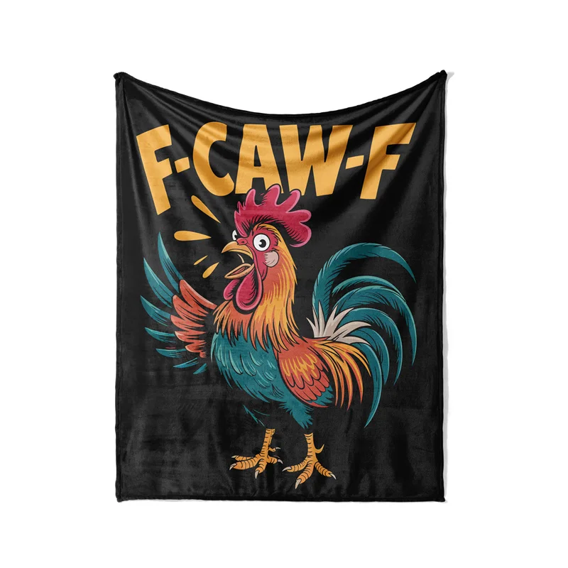 Gaslight Gatekeep Girlboss F-Caw-F Funny Chicken Humor Quote Rooster Meme Throw Blanket Soft Fleece Blanket for Couch Bedroom