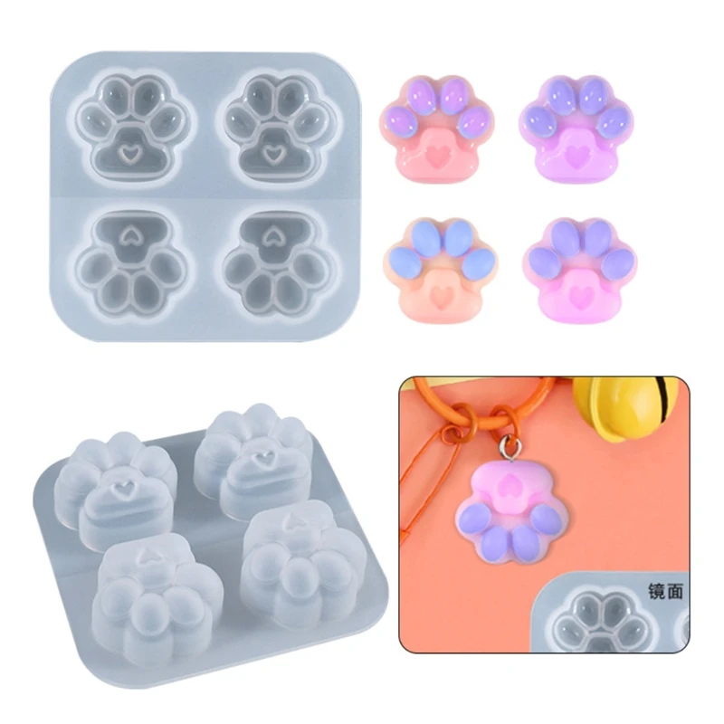 Cat Paw Pendant Silicone Mold Keychain Pendants Epoxy Resin Molds for DIY Epoxy Resin Crafting Mould Jewelry Making Crafts