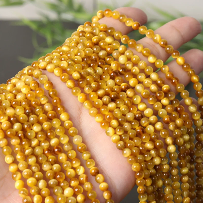 Natural Golden Tiger Eye 4mm Loose Beads, Tiger Eye Stone Round Beads for DIY Bracelet & Jewelry Making