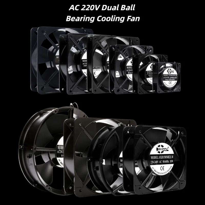 

Z SXDOOL Industrial AC Axial Cooling Fan 80-220mm, 220V Dual Ball Metal Frame