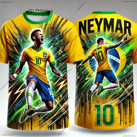 채팅 GPT 지능적으로 디자인 Neymar 축구 유니폼 브라질 축구 유니폼 거리 낙서 의류 축구 특별 저지 키트