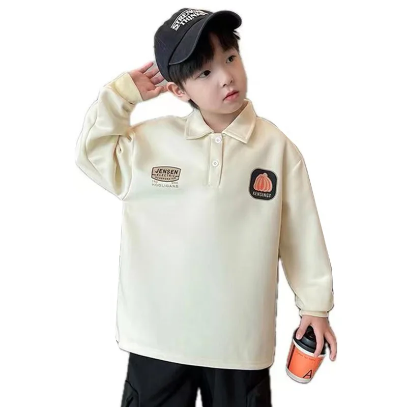 

Fashion Cotton Kids Boys Long Sleeve Polo Shirt Teens Pumpkin Baby Boy Clothes Polo Sweatshirts 5 6 7 8 9 10 11 12 13 14 Years