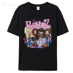 Bratz-Camiseta Y2k para mujer, Tops rosas Harajuku con estampado de dibujos animados, camisetas estéticas de manga corta para mujer 2000