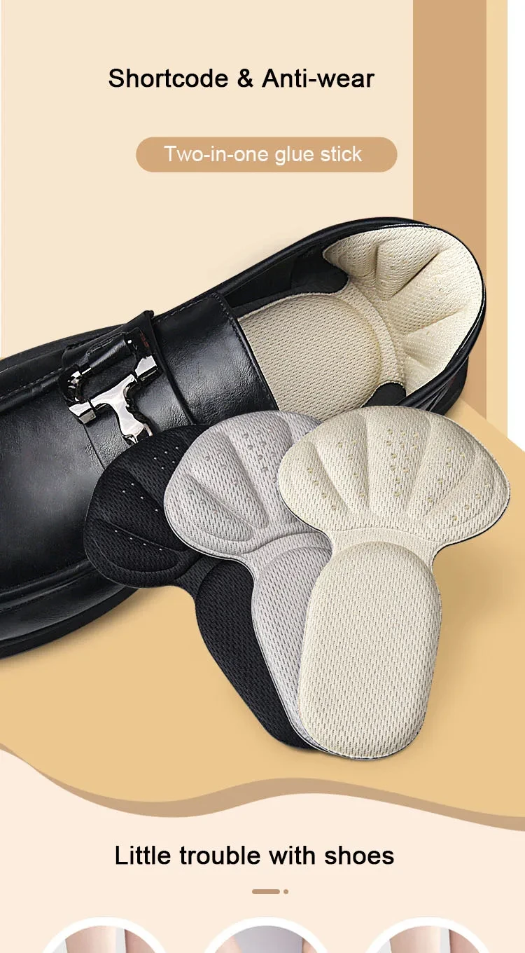 Neue T-förmige Schuhabsatz-Aufkleber, Hochwertige Halbe Einlegesohlen für Sneaker, Fersen-Schutzpolster, Schuhgrößenreduzierer für Komfort – Detail 1