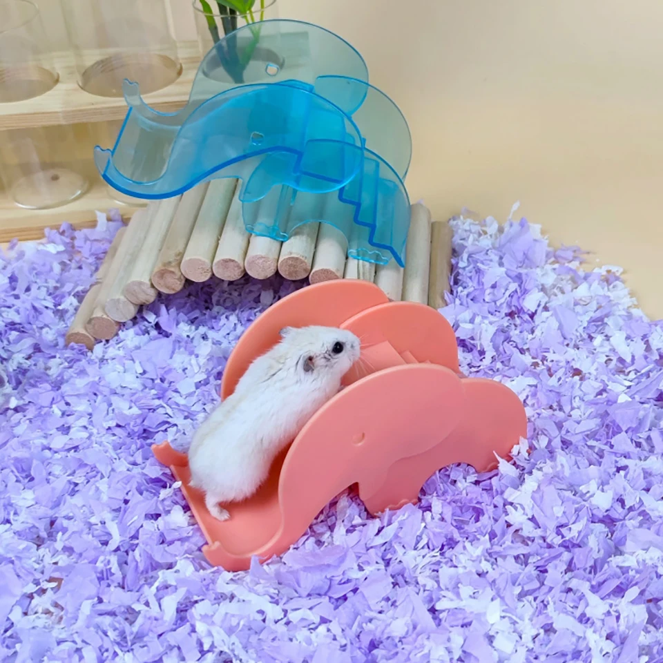 Cute Hamster Toy Slide Golden Silk Bear Flower Branch Hamster Cage Landscaping Supplies Relief Play