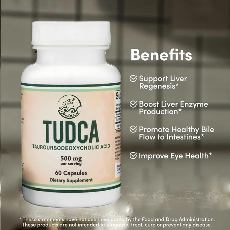 TUDCA bile salt liver support supplement, 500mg,liver and gallbladder cleaning supplement 60 capsules, 250mg with a bitter taste