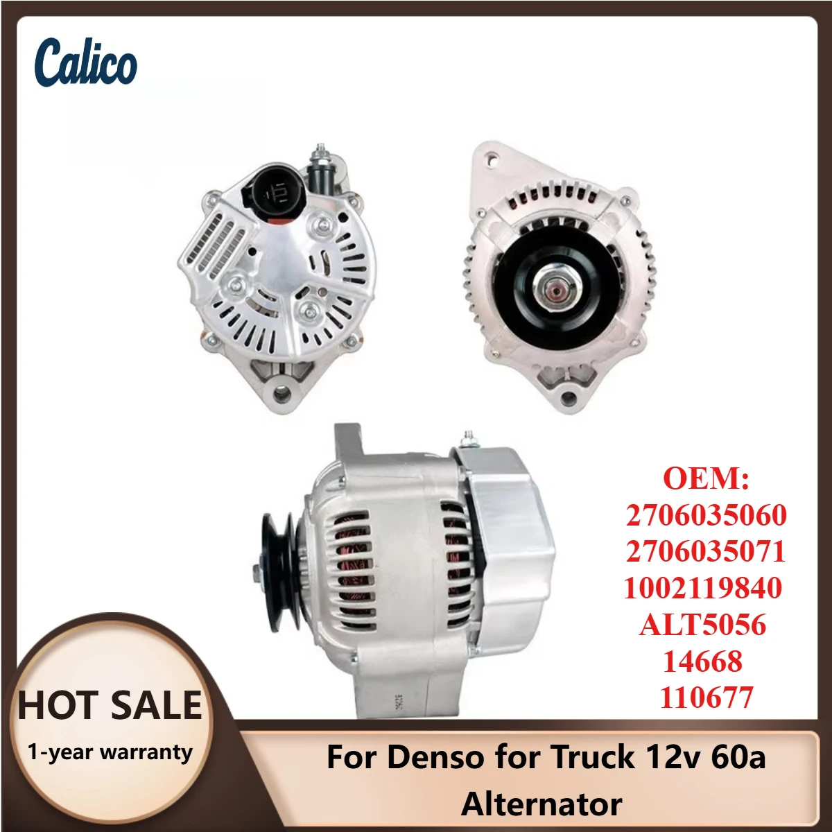 

Premium Grade Suitable for Denso for Truck 12v 60a Alternator 2706035060 2706035071 1002119840 ALT5056 14668 110677