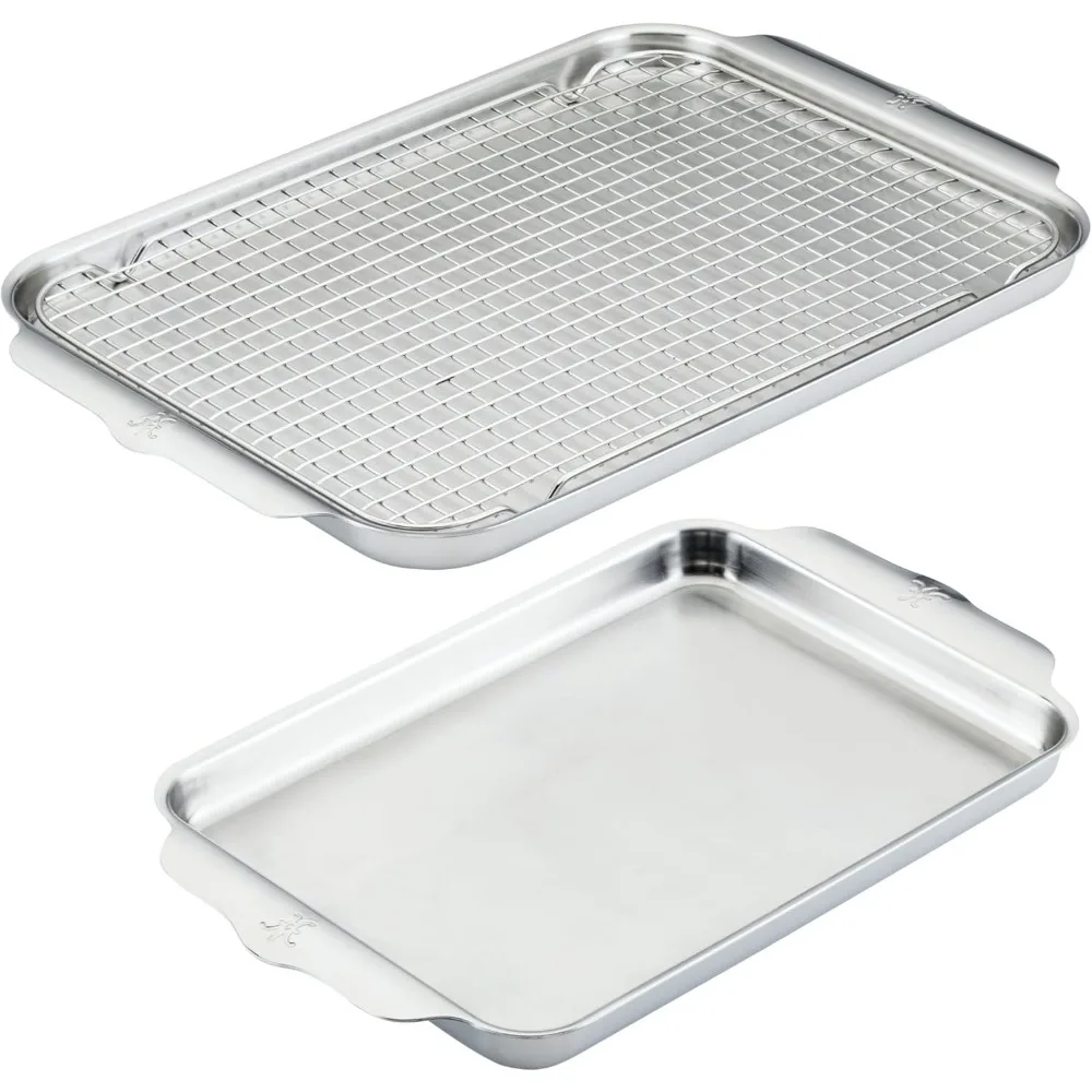 

3-Piece Tri-Ply Stainless Steel Baking Sheet Set - Professional Grade Bakeware