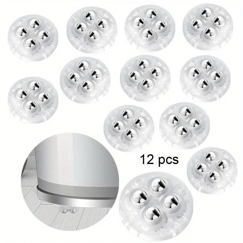 

12pcs Self Adhesive Type Mute Ball Universal Wheel 4 Beads Furniture Casters Wheels Stainless Steel Wheel 360° Rotation