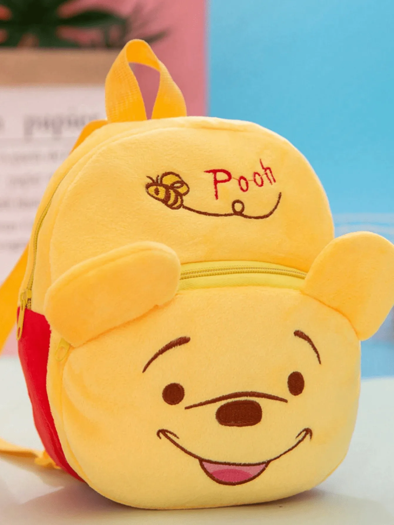 Mochila de punto bonito de dibujos animados de Disney, bolso escolar de felpa de Mickey Mouse Winnie The Pooh, útiles escolares para estudiantes