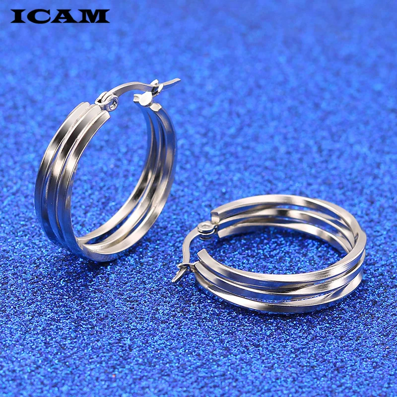 ICAM Brand Metal Elegant Hoop Earring Woman 2019 New Vintage Gold Color Cheap korean Statement Earrings Accessories brincos