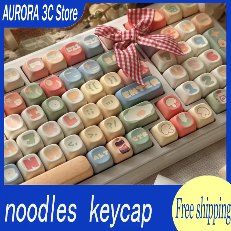 Instant noodles theme Keycap Thermal sublimation Cute Moa Keycap For Mechanical Keyboard Gamer Office Gift