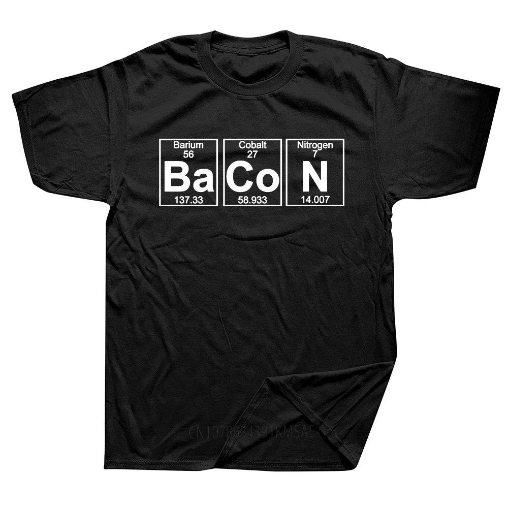 Periodic Table Geek Bacon T Shirt Funny Food Love The Chemistry of Bacon Science Round Neck Fashion Tshirt Clothing T-shirts