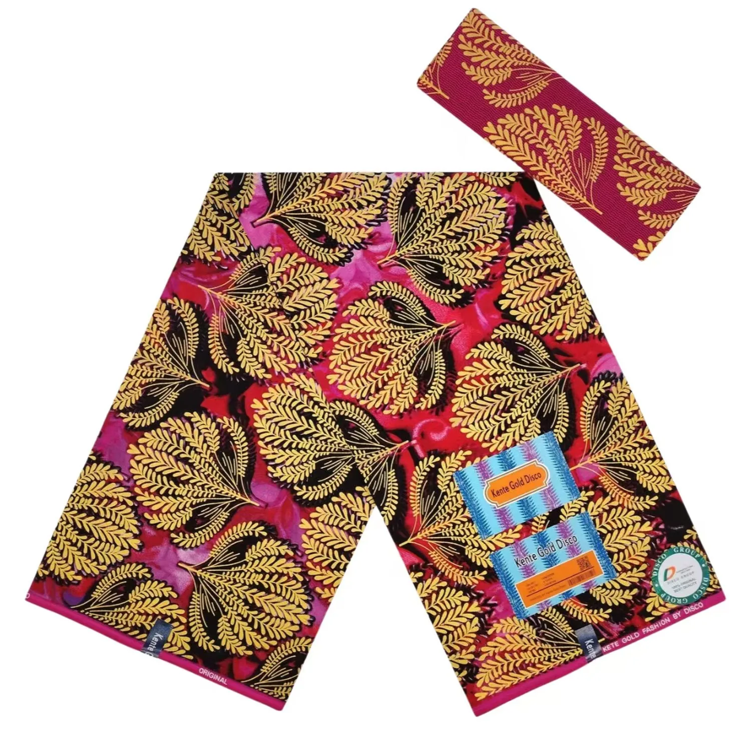 4+2yards Ankara Kente Gold Print Wax Fabric Cotton Nigeria Ghana Tissu Wax for Sewing Dress Craft DIY Cloth H-4-1202-1