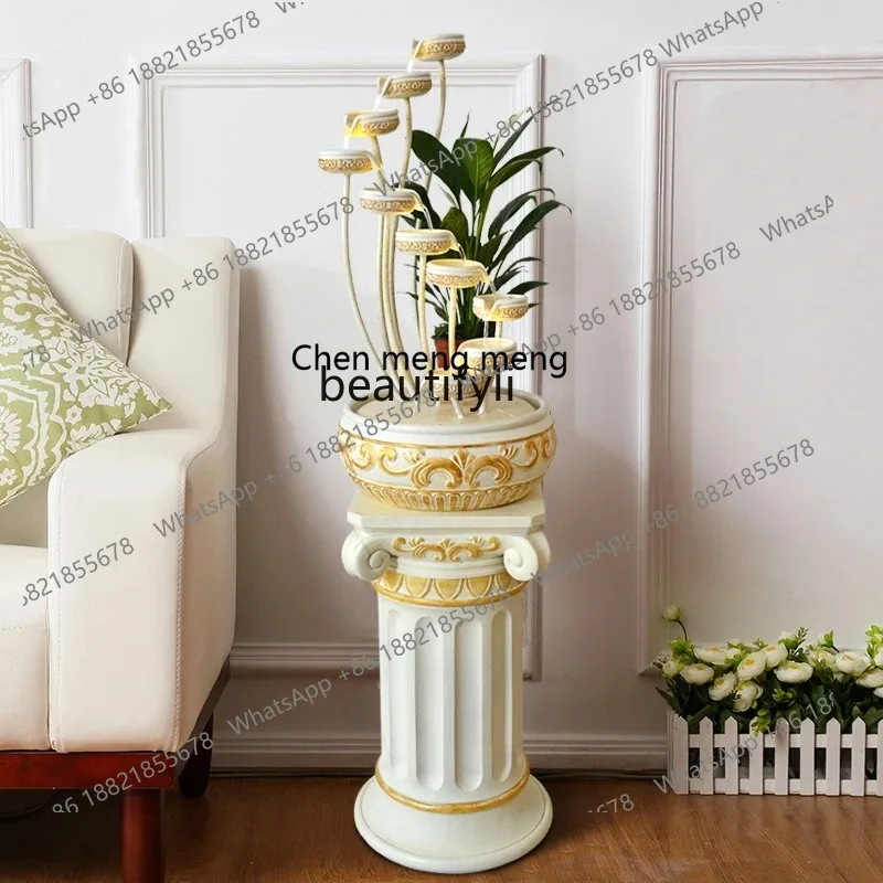 S7486 ss European-Style Fountain Water Water Landscape Decoration Fengshui Wheel Living Room Home Humidifier Decoration Fish Pon