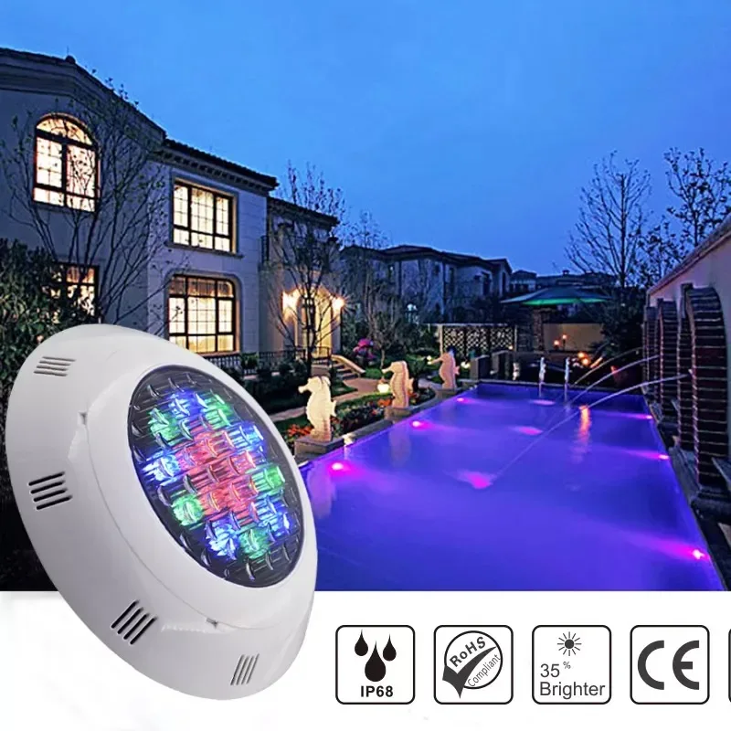 12W RGB LED Swimming Pool Light Plastic Wall Mounted RF Remote DC12V IP68 Garden Underwater Landscape Pond Spa Bulb Tub Lamp