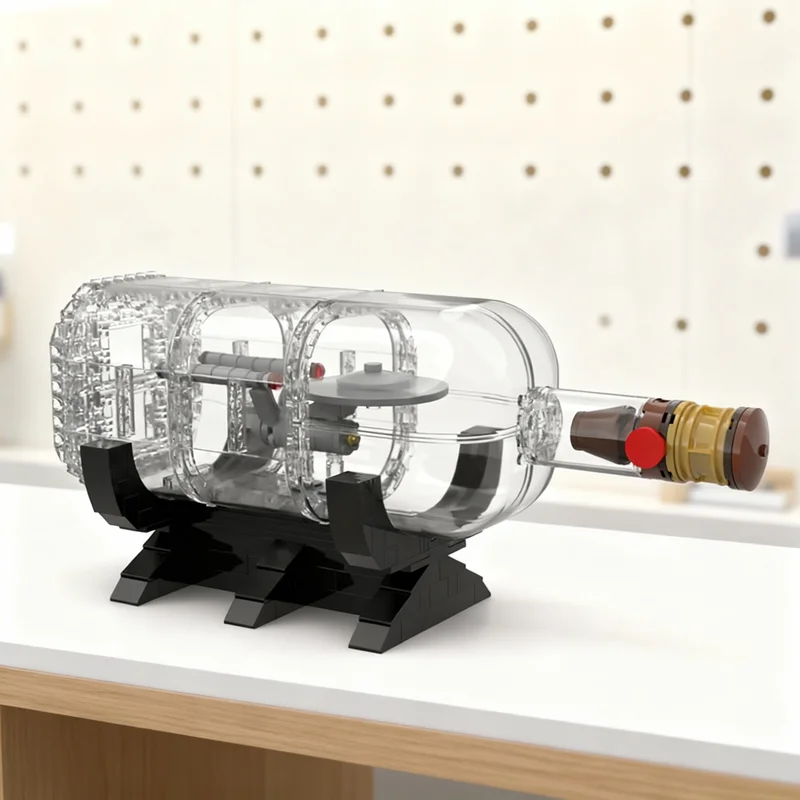 

398 деталей MOC StarShip A Bottle USS Enterprise NCC TOS, модель космического корабля, строительные блоки, небольшой декор, украшение для дома, подарок для него, декор для рабочего стола