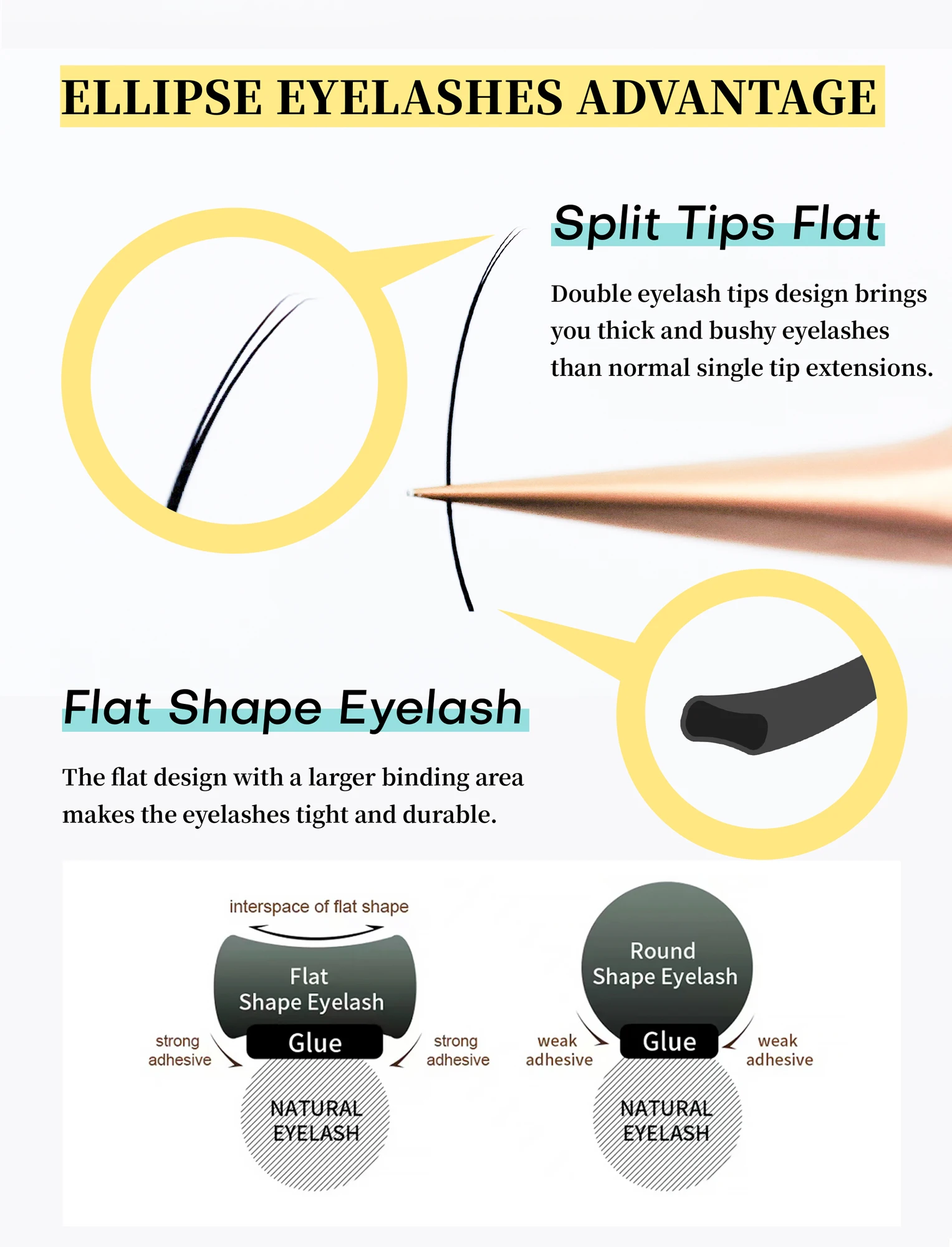 SEEDEW 0.15 0.20 Grau Schwarz Flache Ellipsenförmige Wimpern mit geteilten Spitzen, superweiche Wimpernverlängerung, natürliche falsche Wimpern – Detail 5