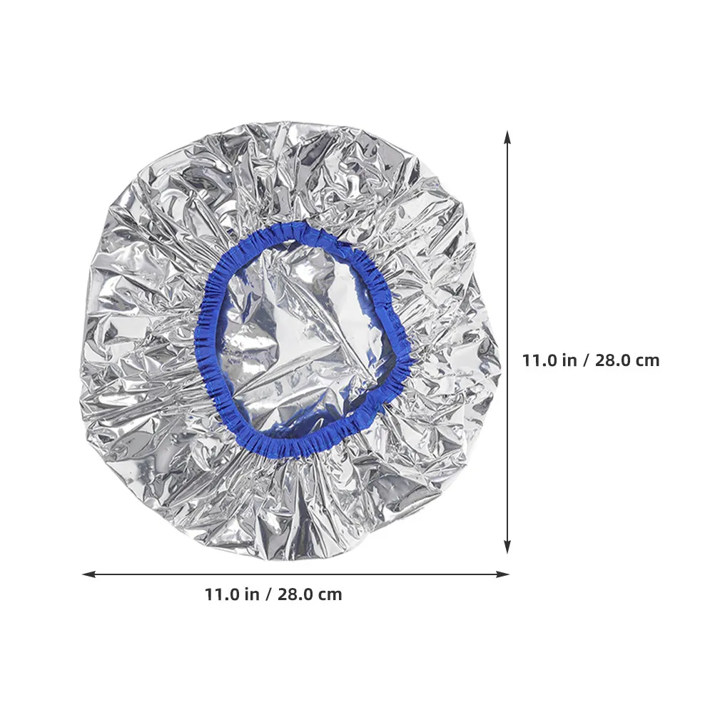 2Pcs Aluminum Foil Hair Conditioning Caps Elastic Thermal Heat Retain Caps for Hair Dye Processing Salon Home