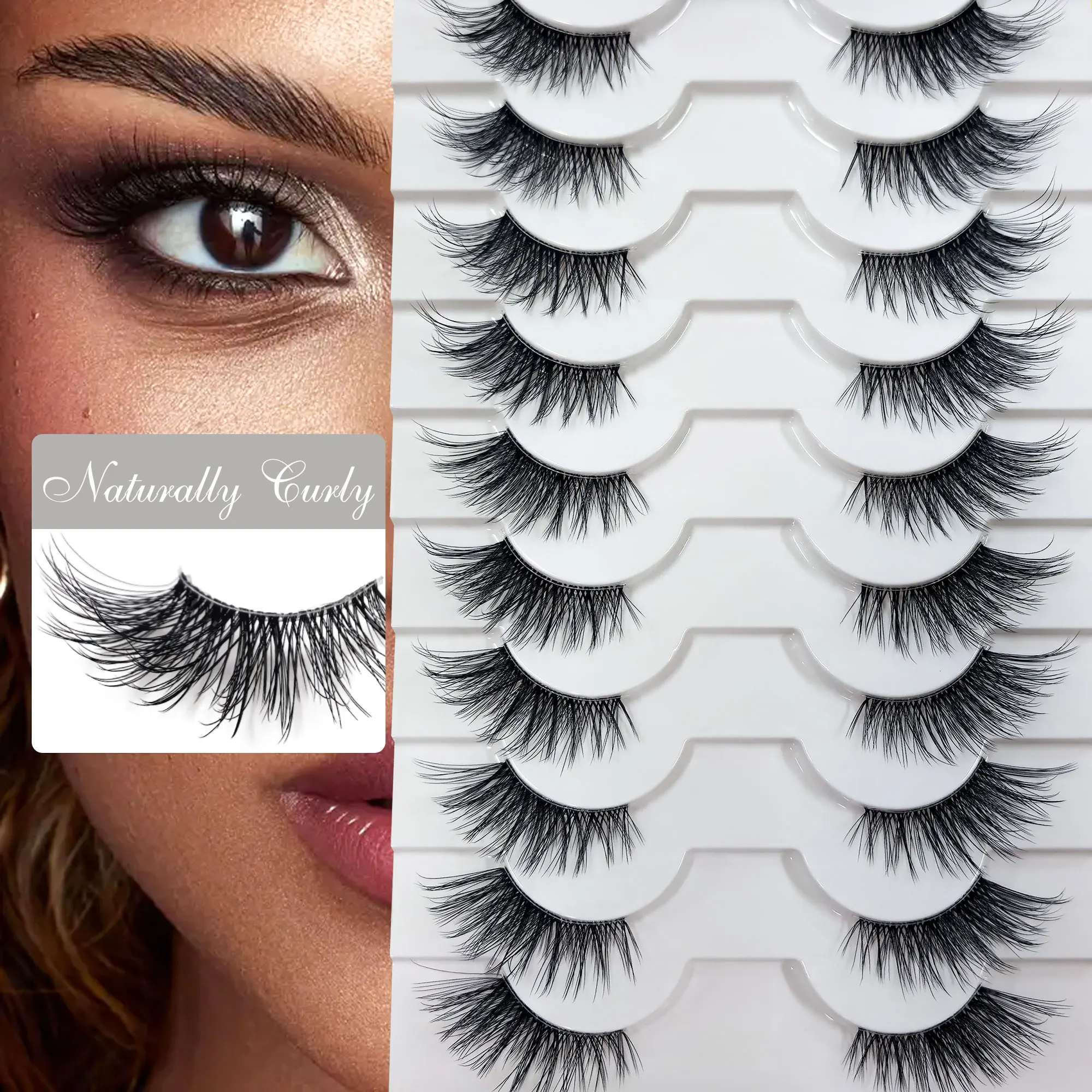 10 Paar 11-15 mm gemischte Fuchswimpern, zarte und flauschige feenhafte Katzenaugen-Falschwimpern für einen natürlichen Look.