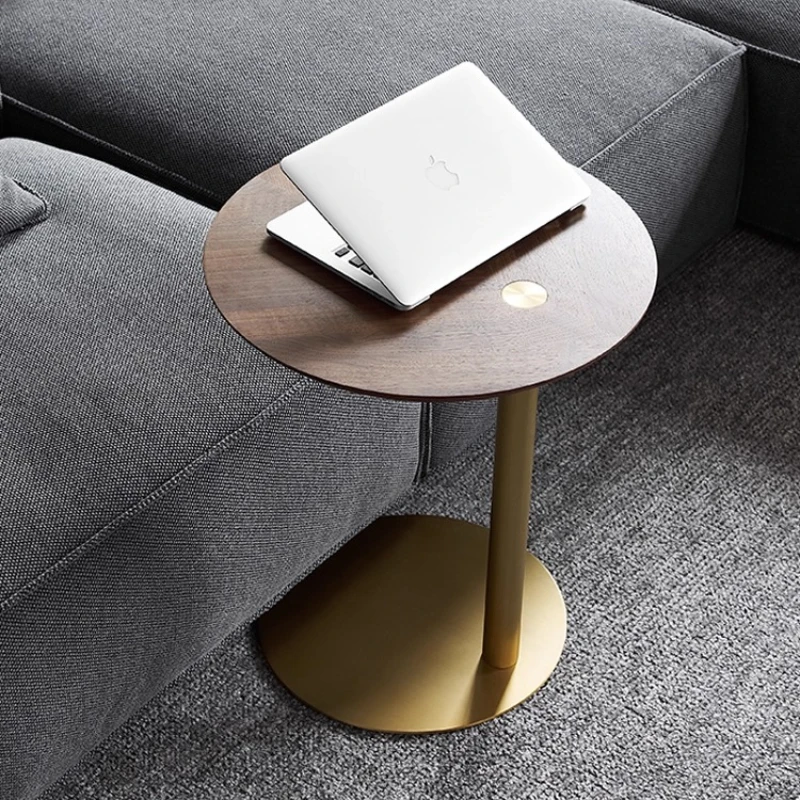 

Black walnut solid wood round table modern simple sofa corner table