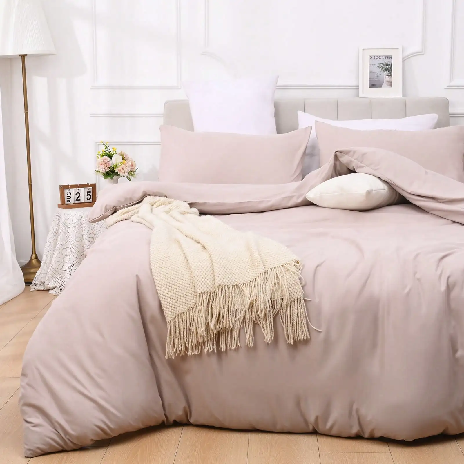 

3 PCS Cooling Duvet Cover Set,Bedding Set With Zipper Closure,100% Washed Linen Feel Soft Lightweight Home Bedding,Without Core