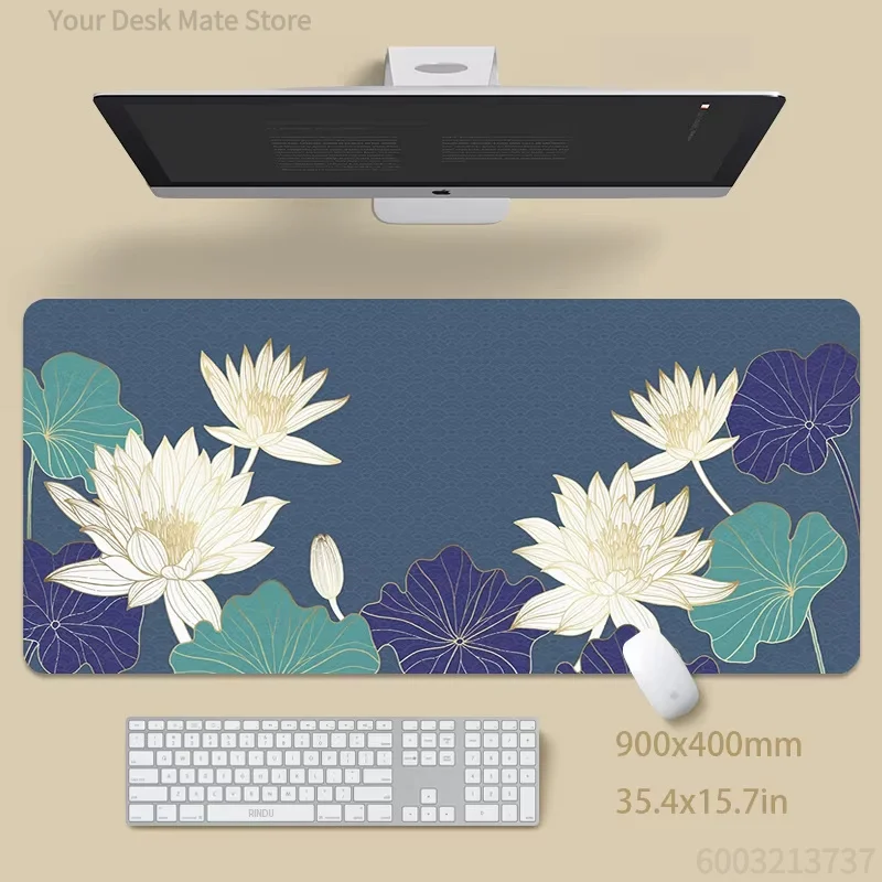 Neutral Tone Koi Fish Sunset Mountain Mouse Pad Waterproof Non-Slip Japanese Abstract Cloud Landscape Desktop Mat