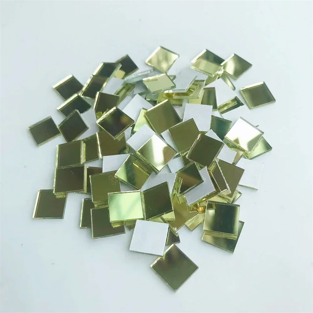 100PCS Mirror Glass Mosaic Small Square Tiles Mini Self-Adhesive Sticker For Wall Bathroom DIY Home Decoration Crafts