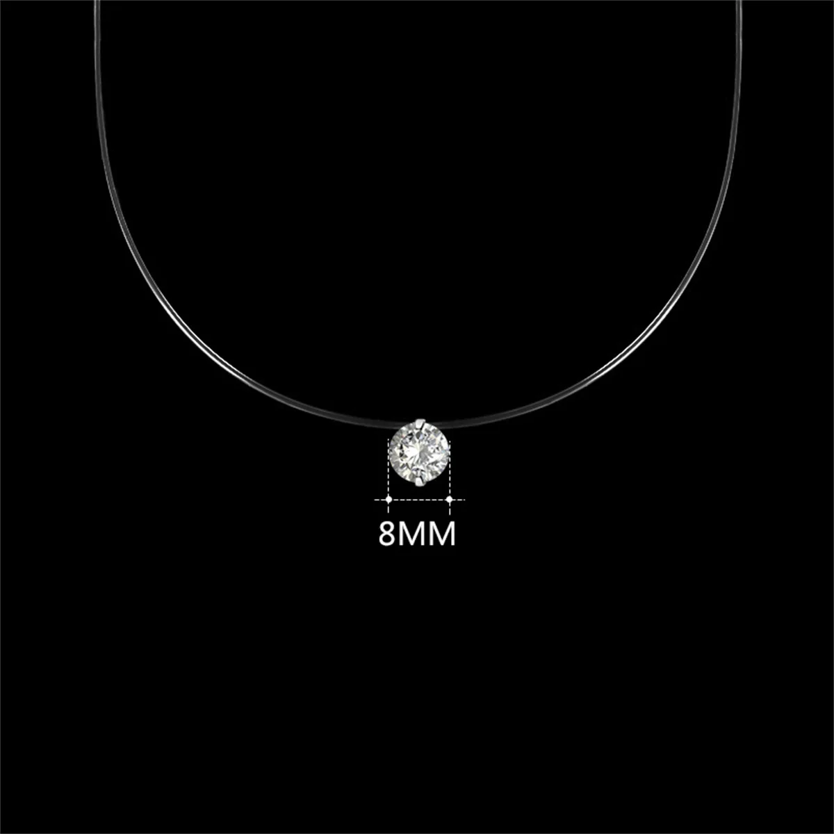 Mode Glänzende Kristall Halskette Für Frauen Weibliche Transparente Angelschnur Runde Zirkon Halsband Minimalistischen Schlüsselbein Kette Schmuck – Detail 3