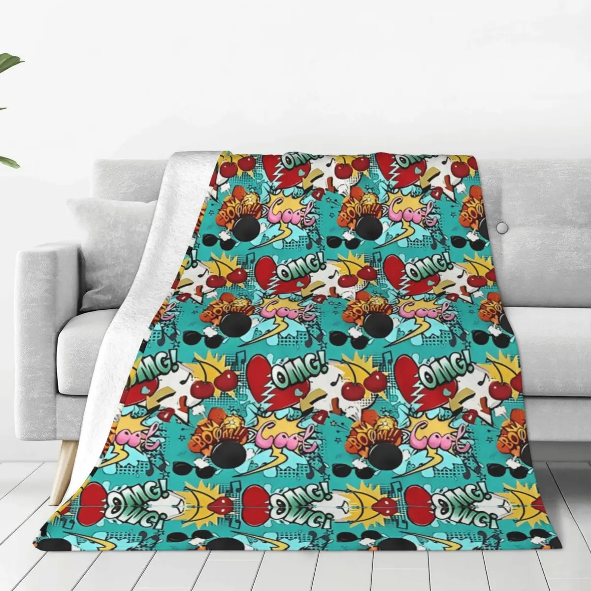 Comic Book Explosion Graffiti Art Pattern Flannel Blanket Throw Blanket for Outdoor Decorative Pattern Bedspread Sofa Bed Cover