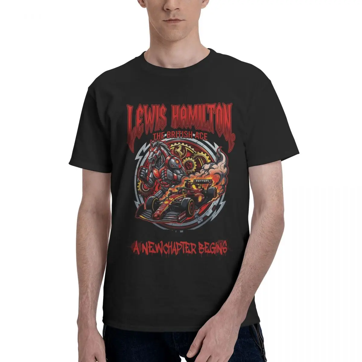 Men Lewis Hamilton Champion Fans Support T Shirt Vintage Cotton Crewneck T Shirt Homme - view 2