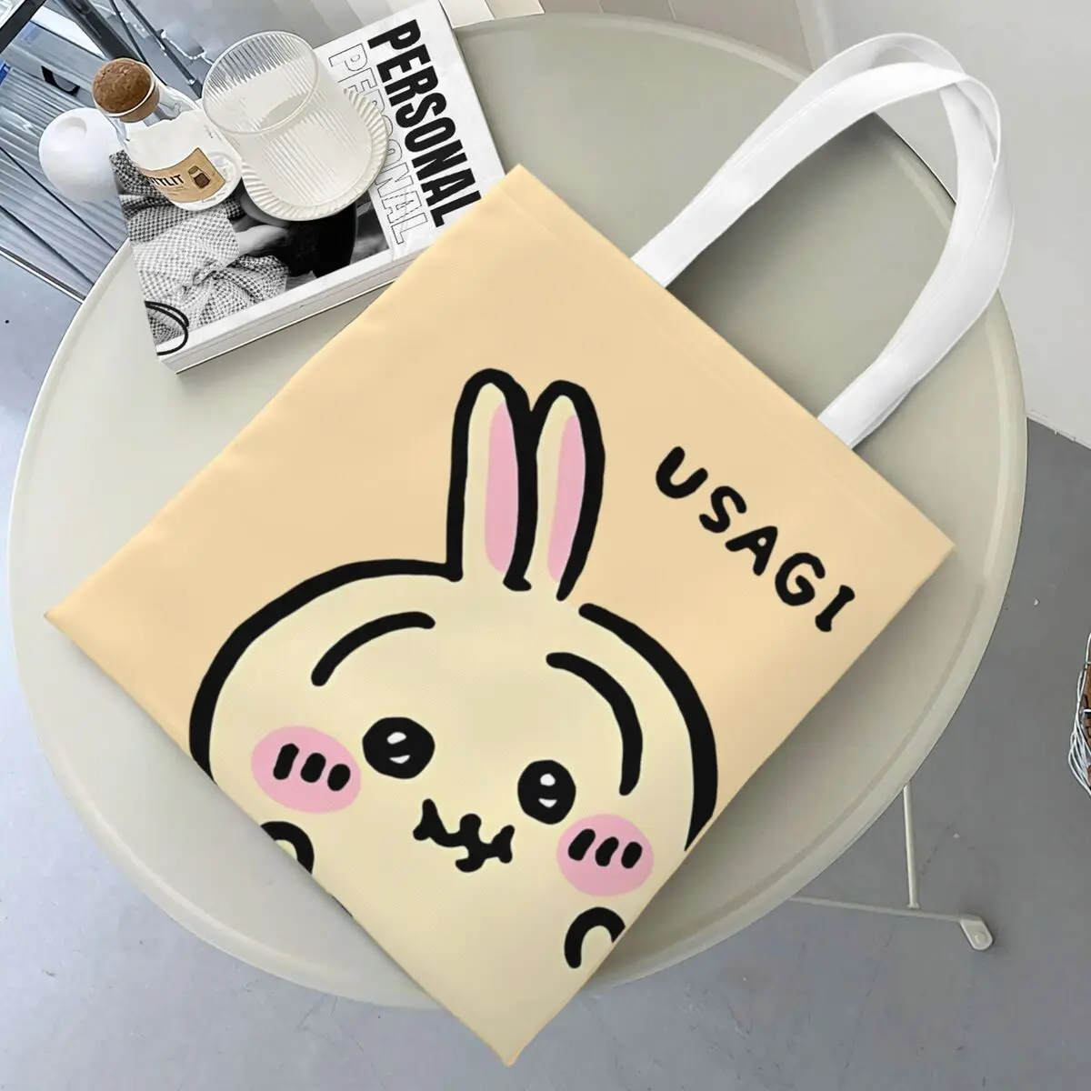 Peek A Boo Usagi Chiikawa Hachiware Cute Canvas Tote Handbag Shoulder Bags Large Capacity Shopping Bags for Women