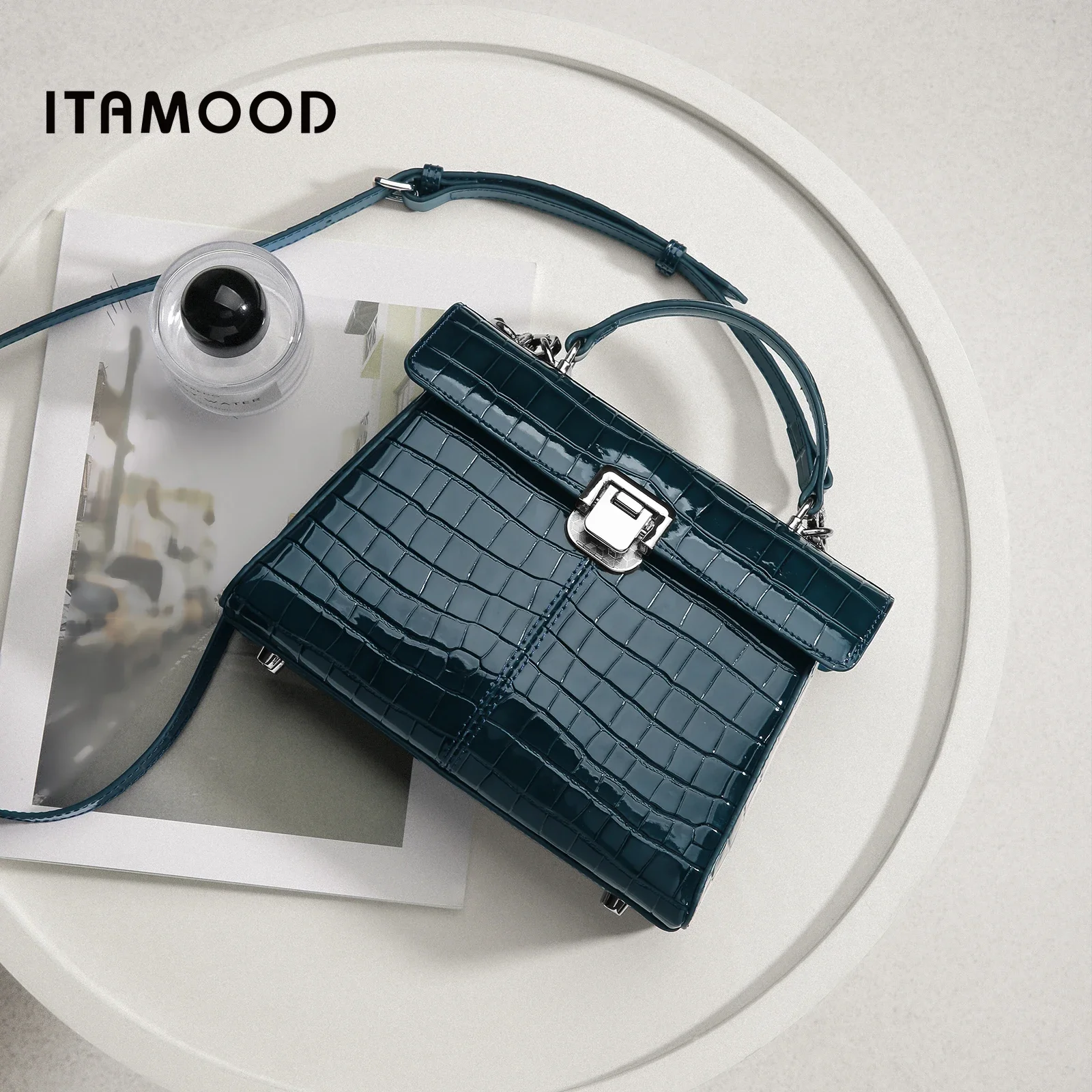 ITAMOOD Women Handbag with Adjustable Shoulder Strap Leather One Shoulder Crossbody Bag Original Designer Brand Valentine Gift