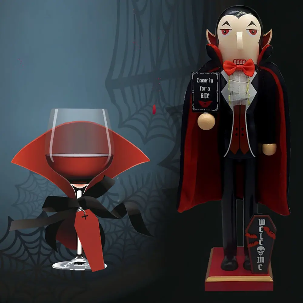 Wooden Halloween Decoration Figurine Skull Vampire Bat Pumpkin Tombstone Craft For Festive Party Table Home Decor