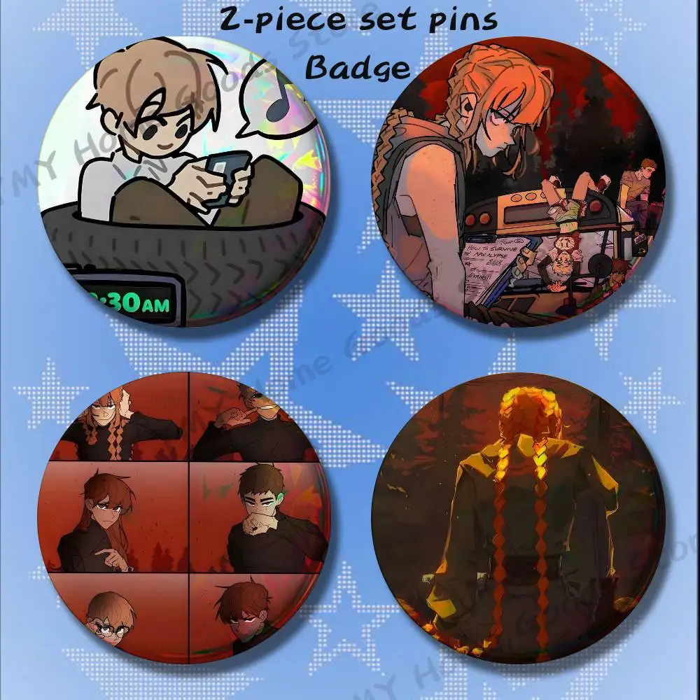 Anime SBG School B-Bus G-Graveyard Brooches for Backpack Accessories 25 32 44 58 75mm Round 2-piece set Free Mix