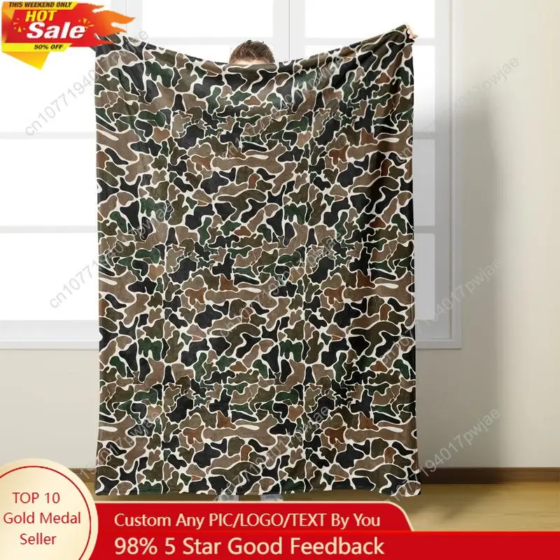 

[Cozy Camo Flannel Blanket] Ultra-Soft Camo Flannel Throw Blanket - Lightweight Cozy Perfect Gift for Bed Custom blankets