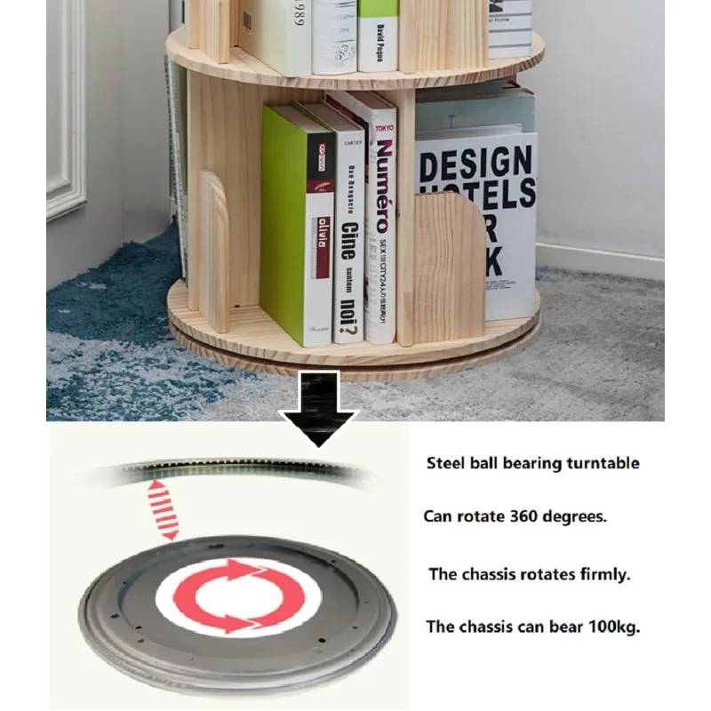 Rotating Bookshelf 360 Display Floor Standing Bookcase Storage Rack for Kids&Adults Multi-Functional Bookshelf Organizer (5-Tier