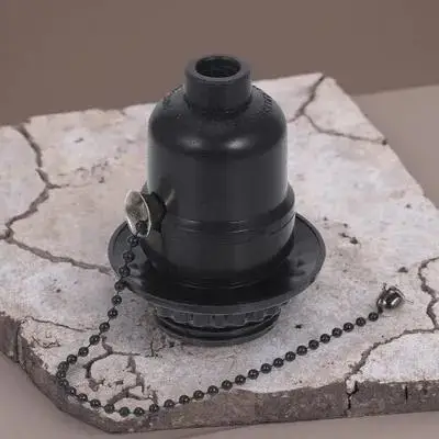 

Black Pull Switch Light Bulb Socket Durable Universal Lamp Holder Replacement for Table Lamp Garage Workshop Basement Light