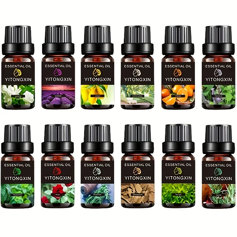 2Pcs Multi-Scent Plant Essential Oils, 10ml Per Bottle (Lavender Rose Peppermint Lemon Vanilla)