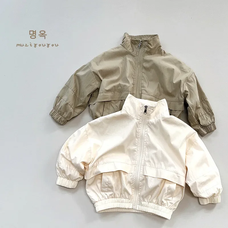 

Spring and Autumn Children's Casual Jacket Fashion New Style for Boys and Girls Zipper Collar Coat 80-130CM