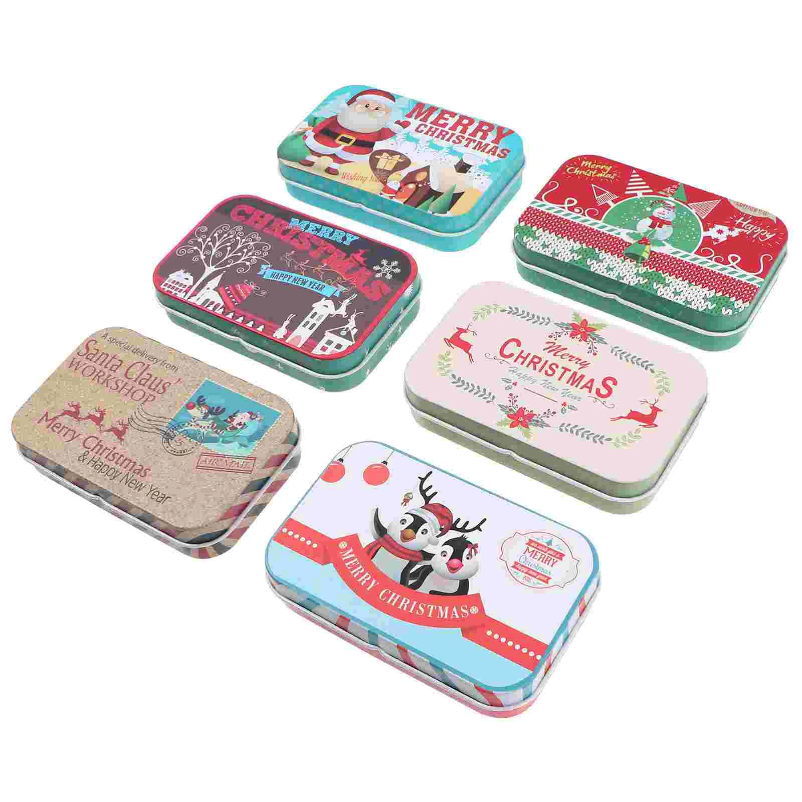 6 Pcs Tinplate Card Box Material Christmas Supply Storage Organizer Container Gift Wrapping Iron