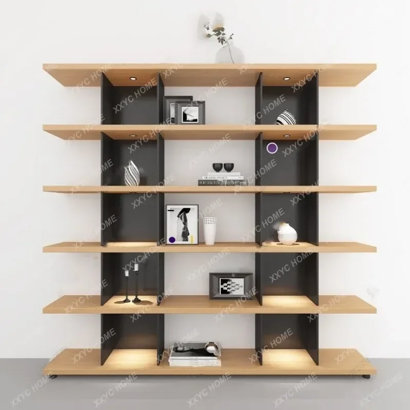 Painted Bookcase Solid Wood Bookshelf Bookcase Modern Simple Storage Rack Floor Display Storage Cabinet Complete Set