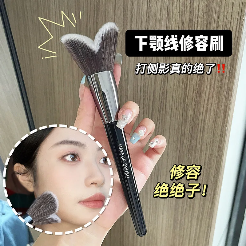 فرشاة تحديد Jawline بتصميم على شكل حرف V لشعيرات الوجه، فرش مكياج ناعمة ومرنة تخلق مظهر مكياج ثلاثي الأبعاد #4