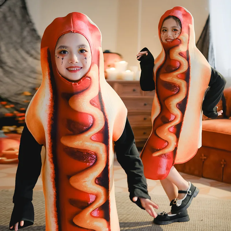 

Halloween Children's Funny Food Hot Dog Cosplay Costume Creative Party Fun Stage Cartoon Performance Costume